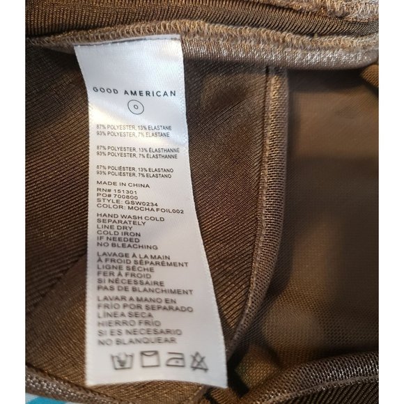 2/$35- Good American Mocha Foil Crop Top Women Size 0 - Picture 11 of 13